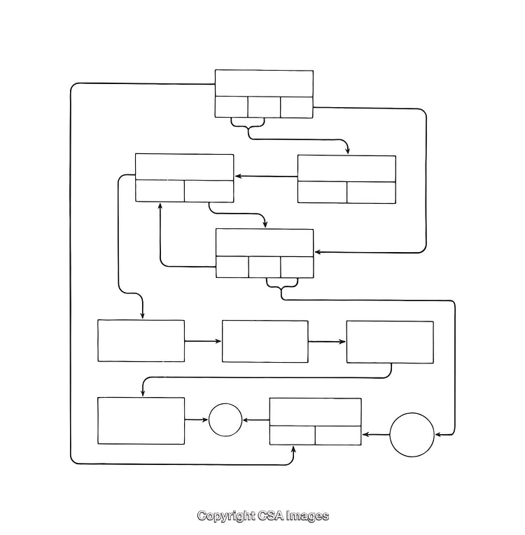 Detailed Black and White Diagram of Flowchart with Arrow Connections
