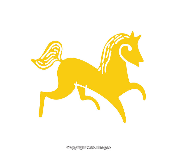 Elegant Yellow Horse Icon with Simplistic Design on White Background