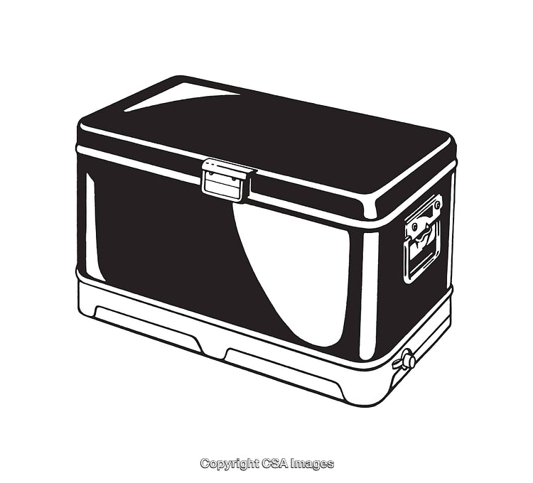 Black and White Cooler Box Line Art Illustration for Storage Concepts