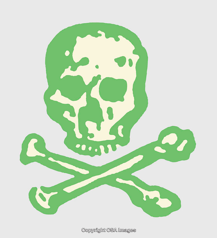 Green Skull and Crossbones Illustration on Light Background