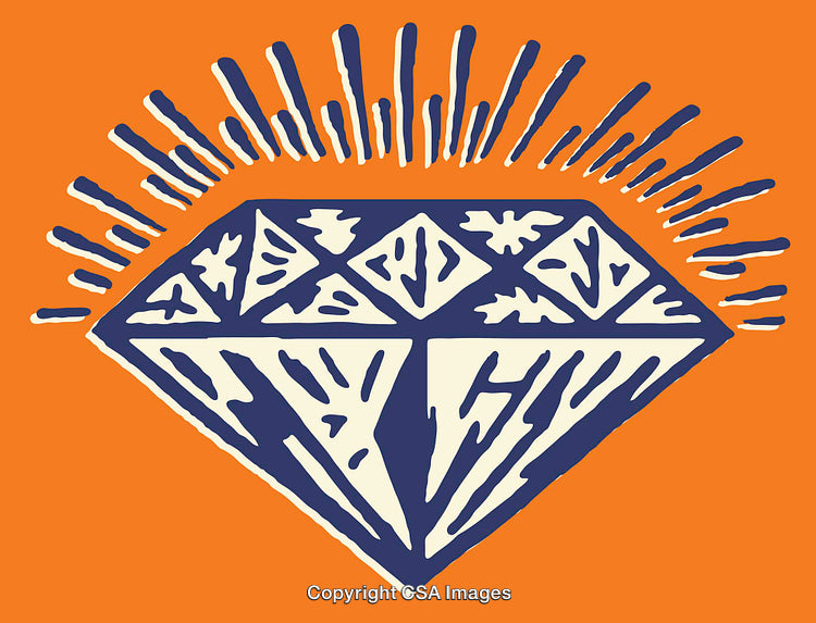 Vibrant Line Art Illustration of a Decorative Diamond with Radiating Lines