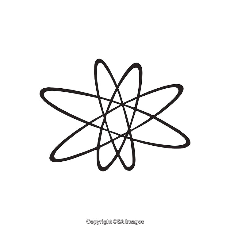 Abstract Artistic Black and White Atomic Shape Design