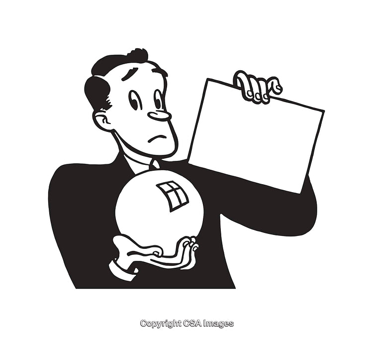 Retro Illustration of a Suspicious Business Person Analyzing a Globe
