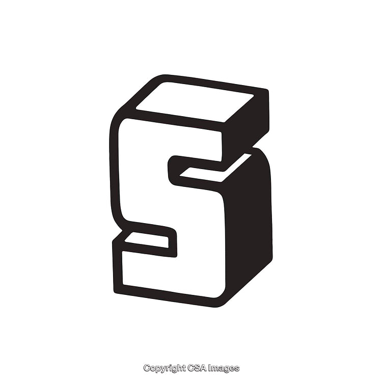 Bold 3D Stylized Black and White Letter S Icon Design