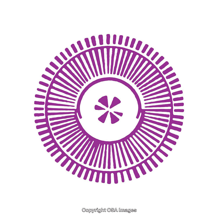Purple Circular Abstract Pattern with Symmetrical Design on White Background