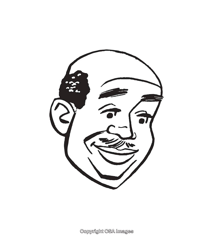 Black and White Line Art of a Smiling Man Face Illustration