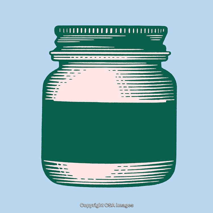 Colorful Line Art Illustration of a Jar Against a Light Blue Background