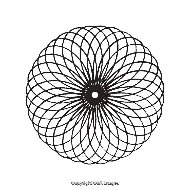Intricate Black and White Circular Geometric Pattern on White Background