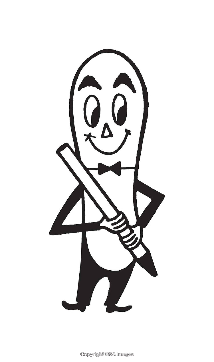 Black and White Cartoon Character with Pencil Line Drawing Illustration