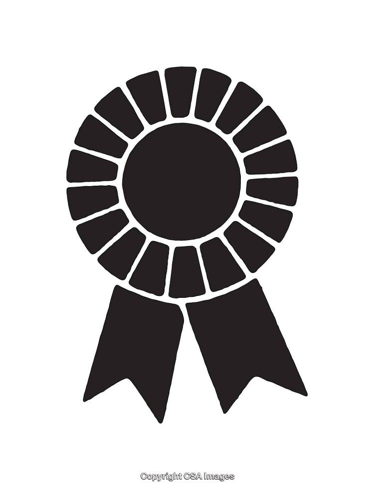 Black and White Ribbon Award Icon on White Background