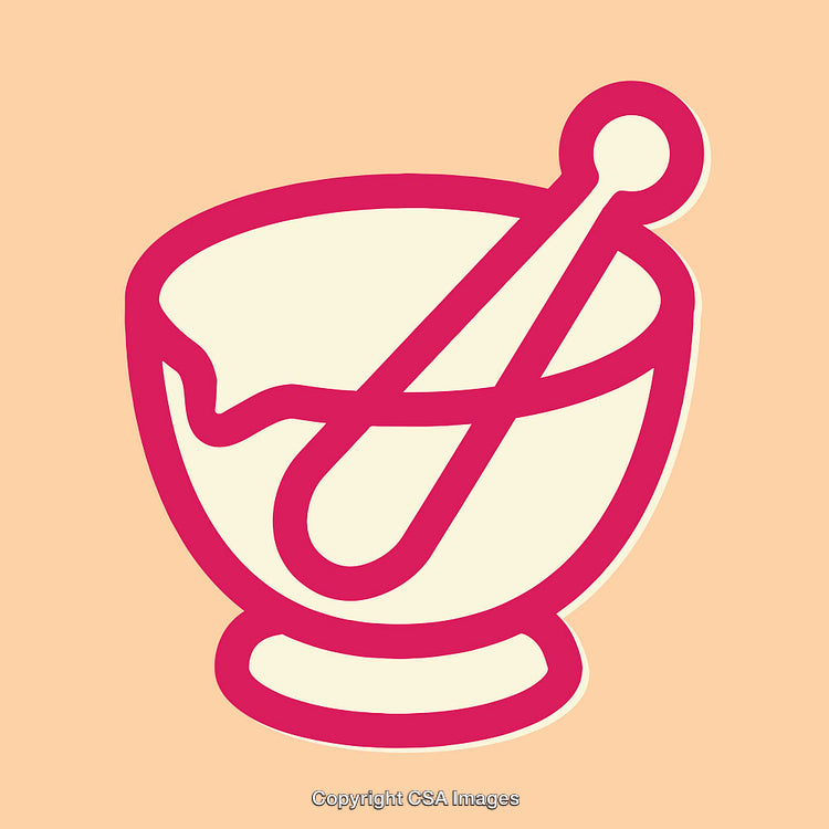 Minimalistic Color Line Art Design of a Mortar and Pestle Icon