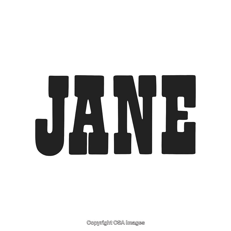 Bold Vintage Block Letter Typography Spelling the Word 'Jane' in Black