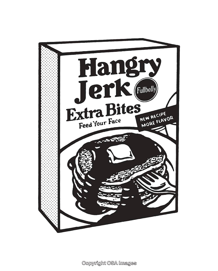 Black And White Line Art of Pancake Box Illustration with Bold Typography