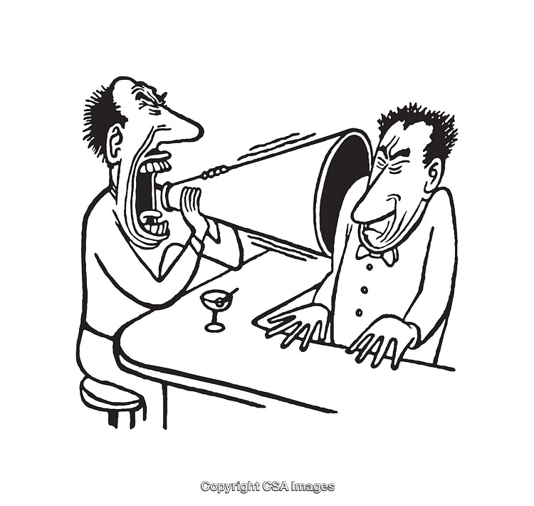 Black and White Line Art of a Humorous Bar Interaction