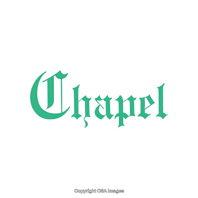 Stylized Gothic Green Chapel Text Art in Classic Typeface Design