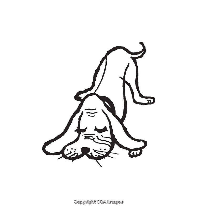 Playful Dog Illustration in Black and White Line Art Style