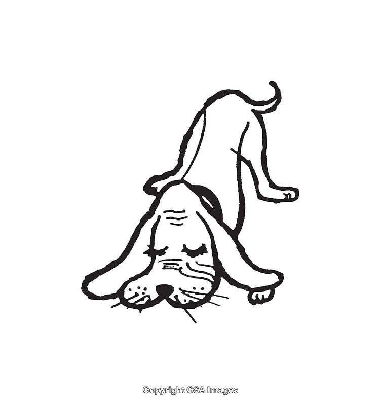 Playful Dog Illustration in Black and White Line Art Style
