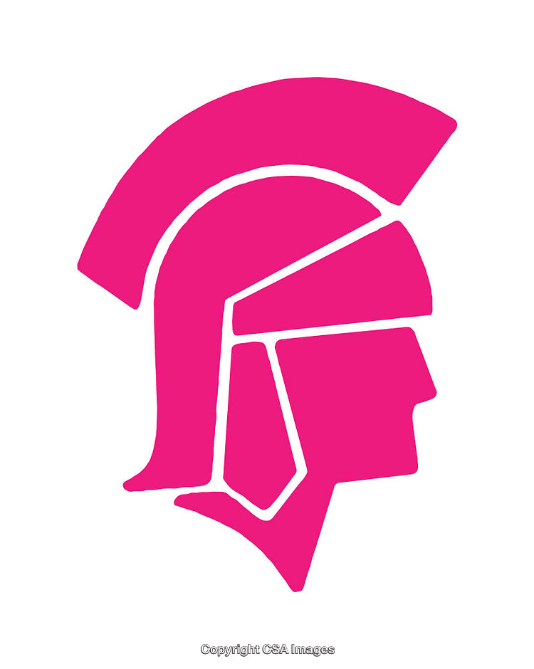 Pink Icon of a Roman Soldier Helmet Design Silhouette
