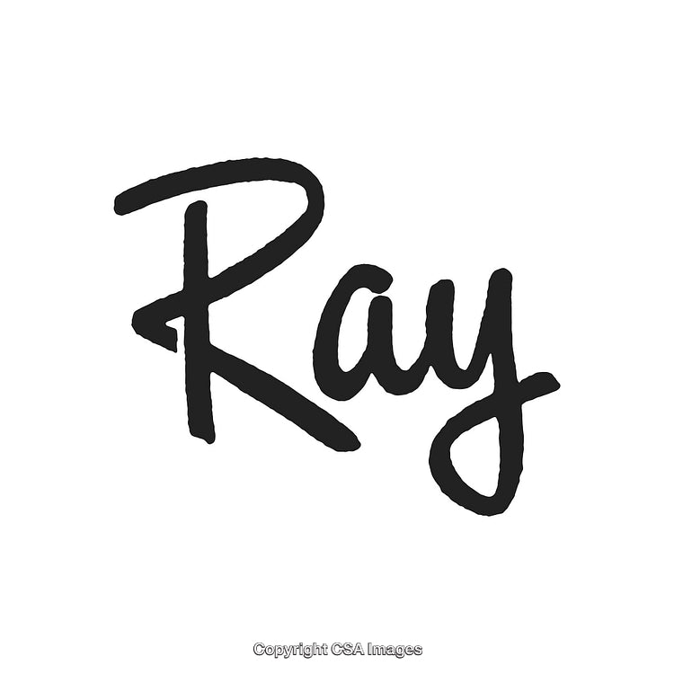 Ray Name in Black Brush Script on White Background