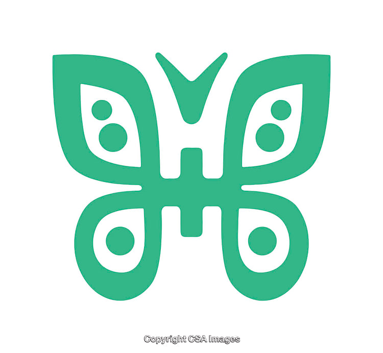 Green Decorative Butterfly Icon with Symmetric Wing Patterns