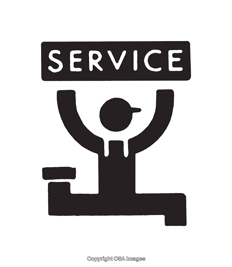 Monochrome Icon Representing Service and Support with Bold Text Design