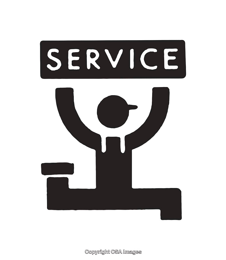 Monochrome Icon Representing Service and Support with Bold Text Design