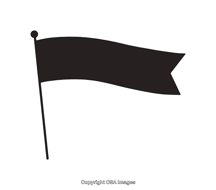 Minimalist Black Silhouette of a Waving Flag Banner Icon