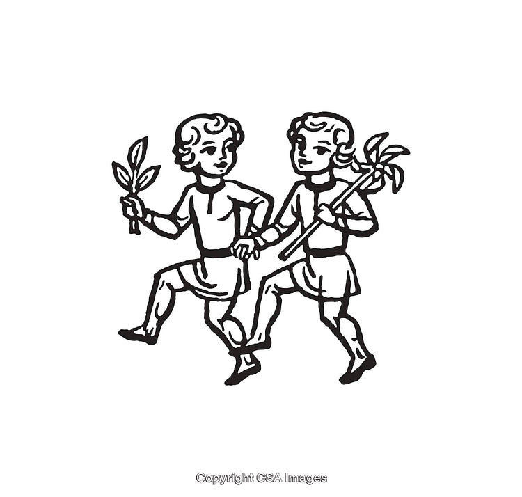 Black and White Line Art of Two Dancing People With Accessories