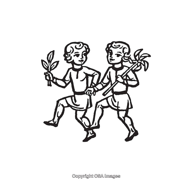 Black and White Line Art of Two Dancing People With Accessories