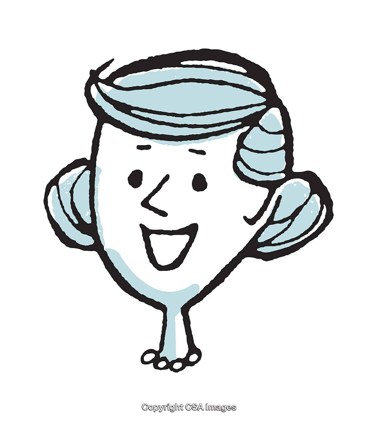 Cartoon Illustration of a Smiling Character Face in Blue Tone