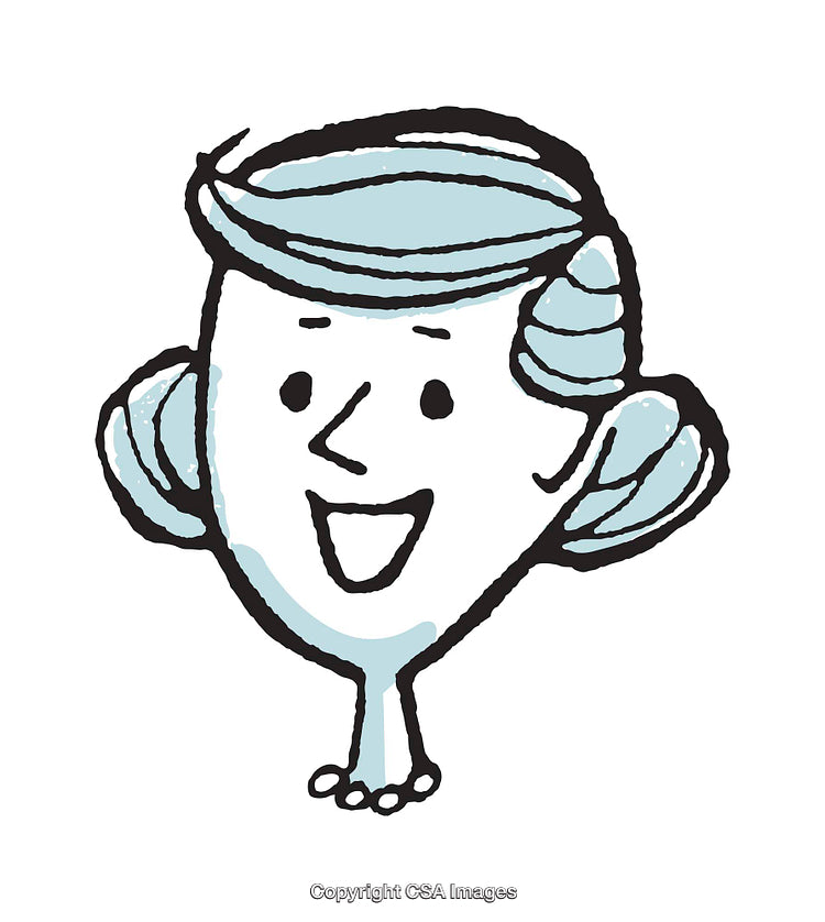 Cartoon Illustration of a Smiling Character Face in Blue Tone
