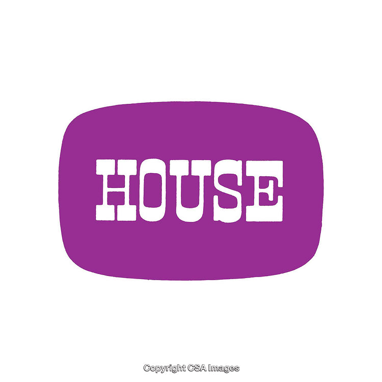 Purple Minimalist Graphic with Bold Typeface Highlighting the Word House