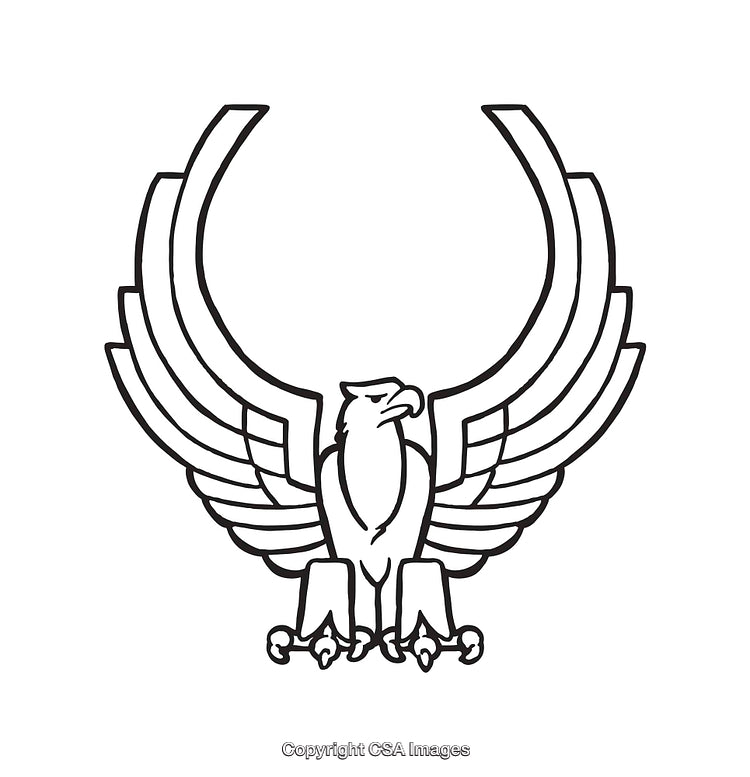 Elegant Black and White Line Art of a Stylized Eagle Emblem