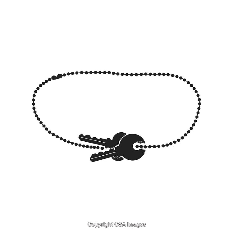 Black and White Silhouette of Keys with Ring and Chain