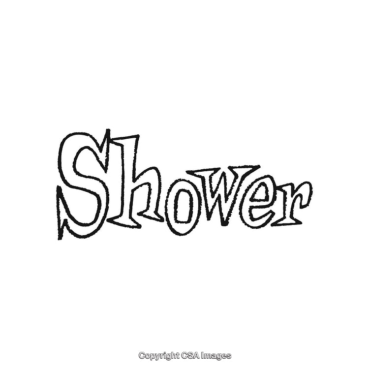 Creative Artistic Text Representation of the Word 'Shower' in Black and White