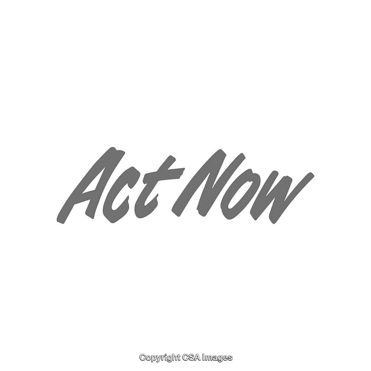 Simple Monochrome Illustration Depicting The Phrase Act Now in Bold Letters