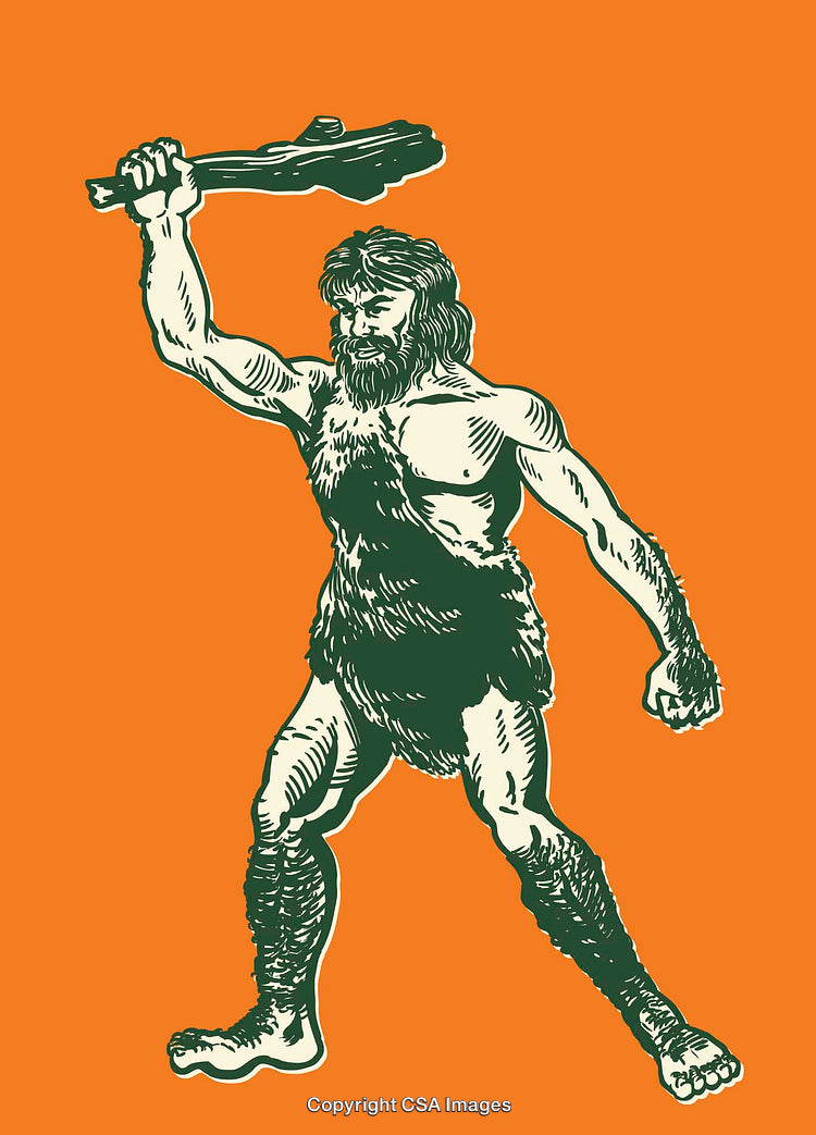 Colorful Illustration of a Prehistoric Caveman Holding a Club