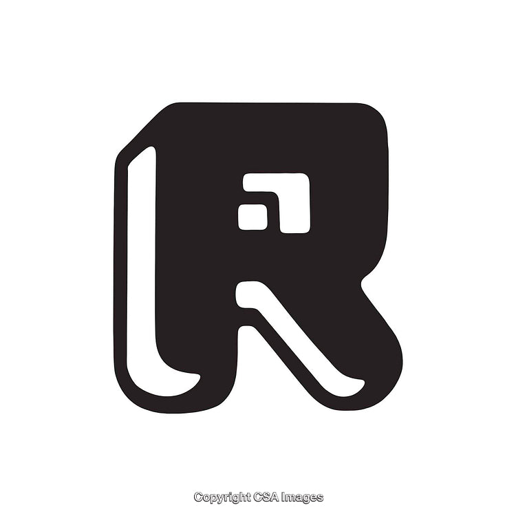 Stylized Bold Black And White Letter R Design