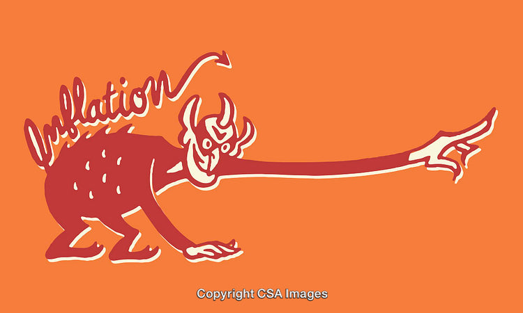 Whimsical Illustration of Inflation as a Monster with Extended Limb