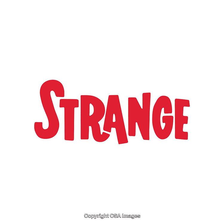 Bold Red Text Displaying the Word Strange on White Background