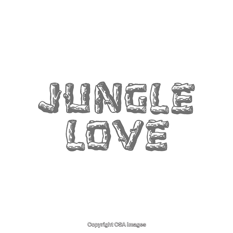 Rustic Jungle Love Typography Design with Wooden Letter Style