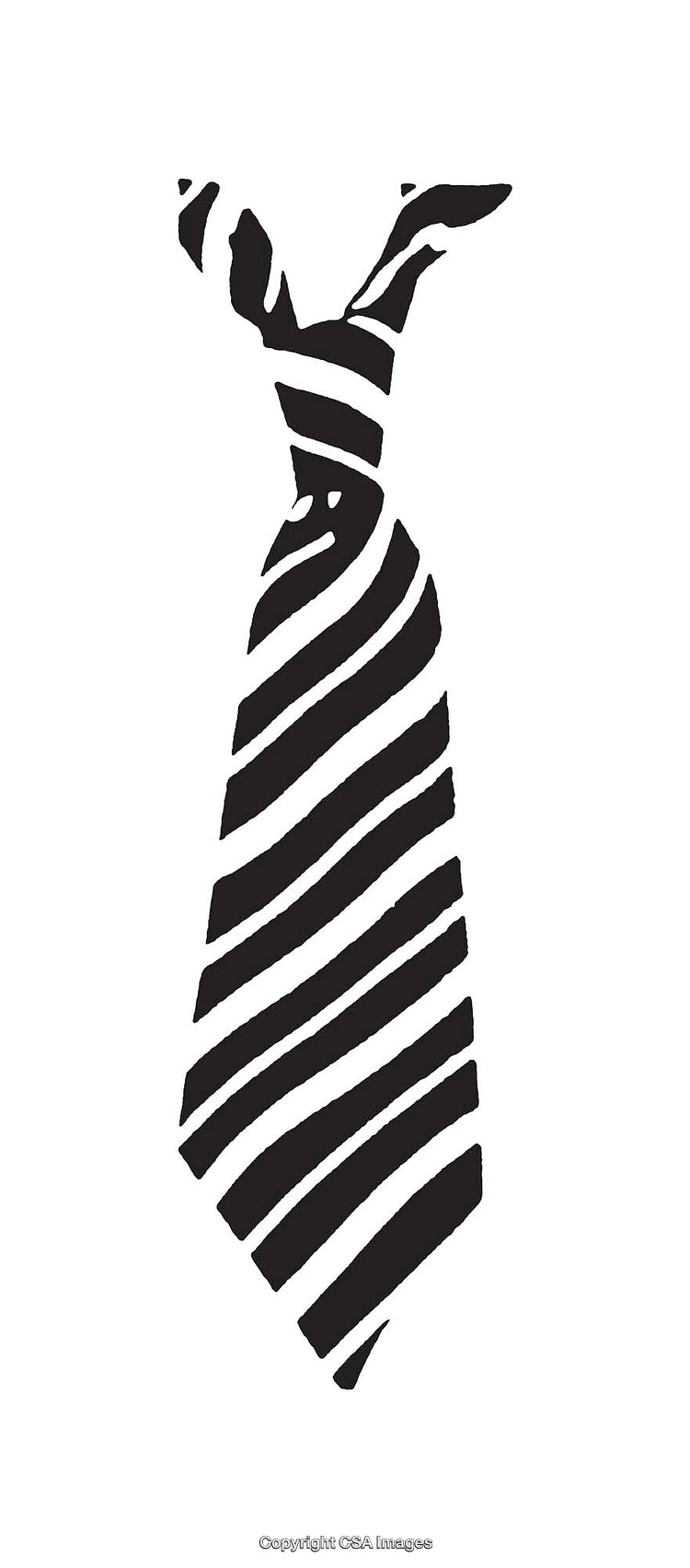 Black and White Striped Tie Illustration on a White Background