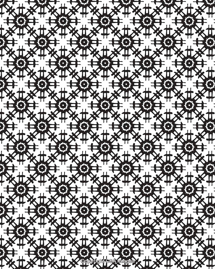Black and White Abstract Pattern with Geometric and Decorative Motifs