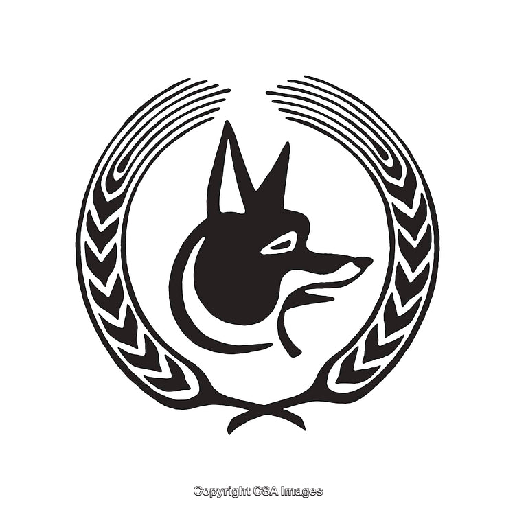 Black and White Artistic Wolf Illustration with Symmetrical Design