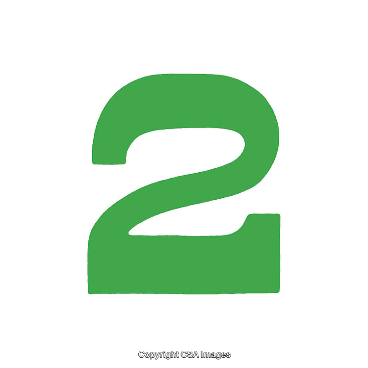 Bright Green Number Two Illustration on a White Background
