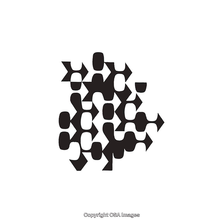 Abstract Black and White Geometric Arrow and Dot Pattern Symbol