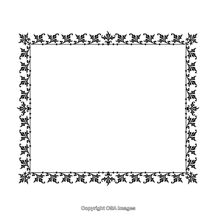 Elegant Black And White Ornamental Border with Intricate Leaf Patterns