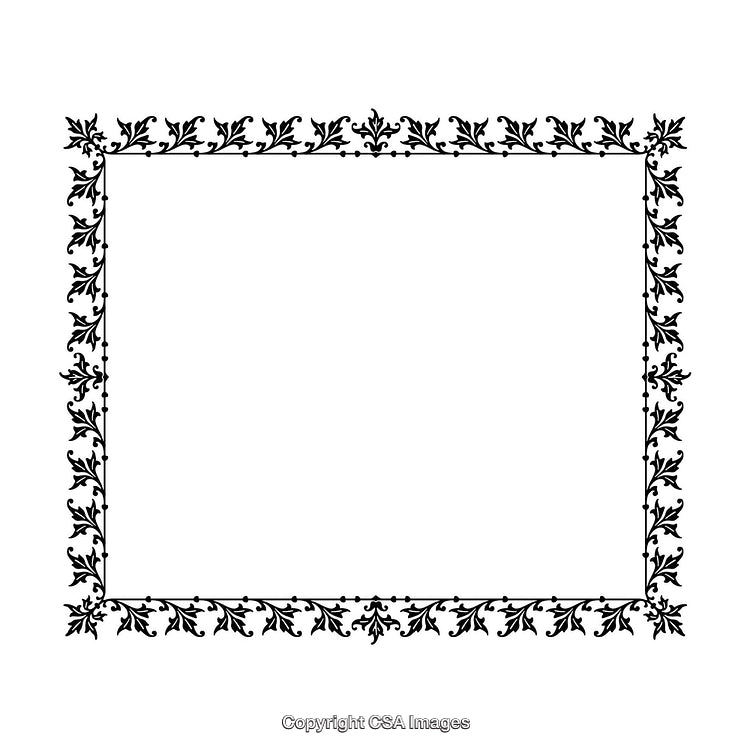 Elegant Black And White Ornamental Border with Intricate Leaf Patterns