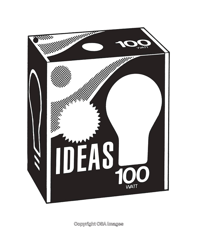 Creative Conceptual Artwork Featuring Ideas Box and Lightbulb Design