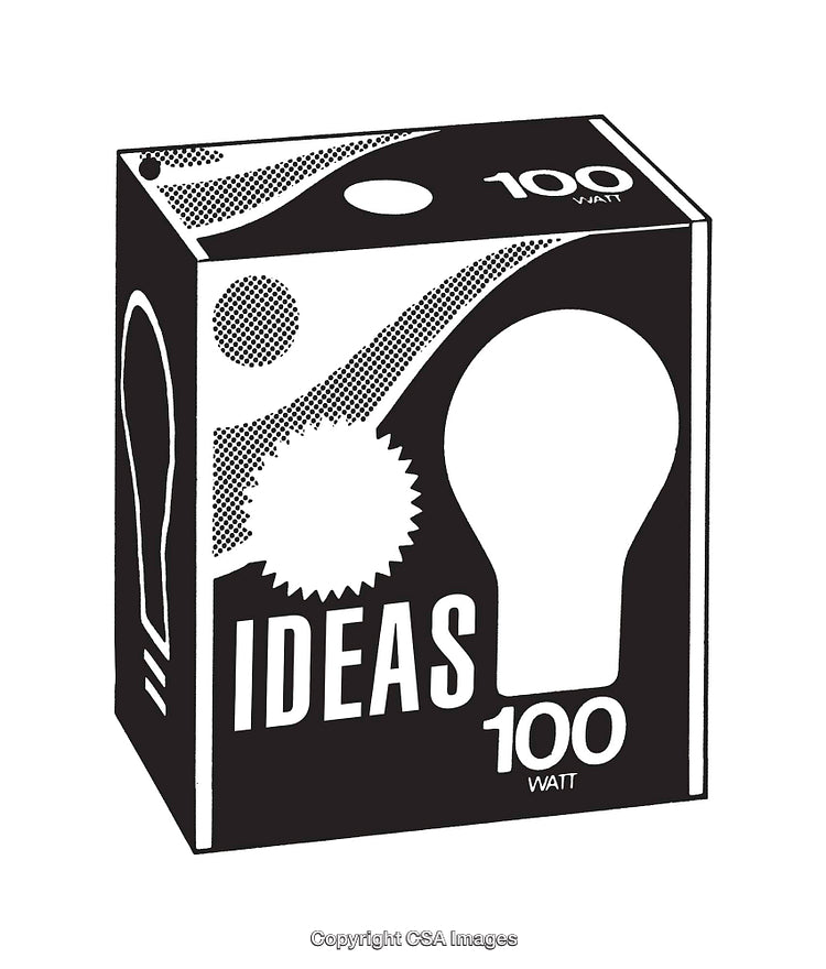 Creative Conceptual Artwork Featuring Ideas Box and Lightbulb Design